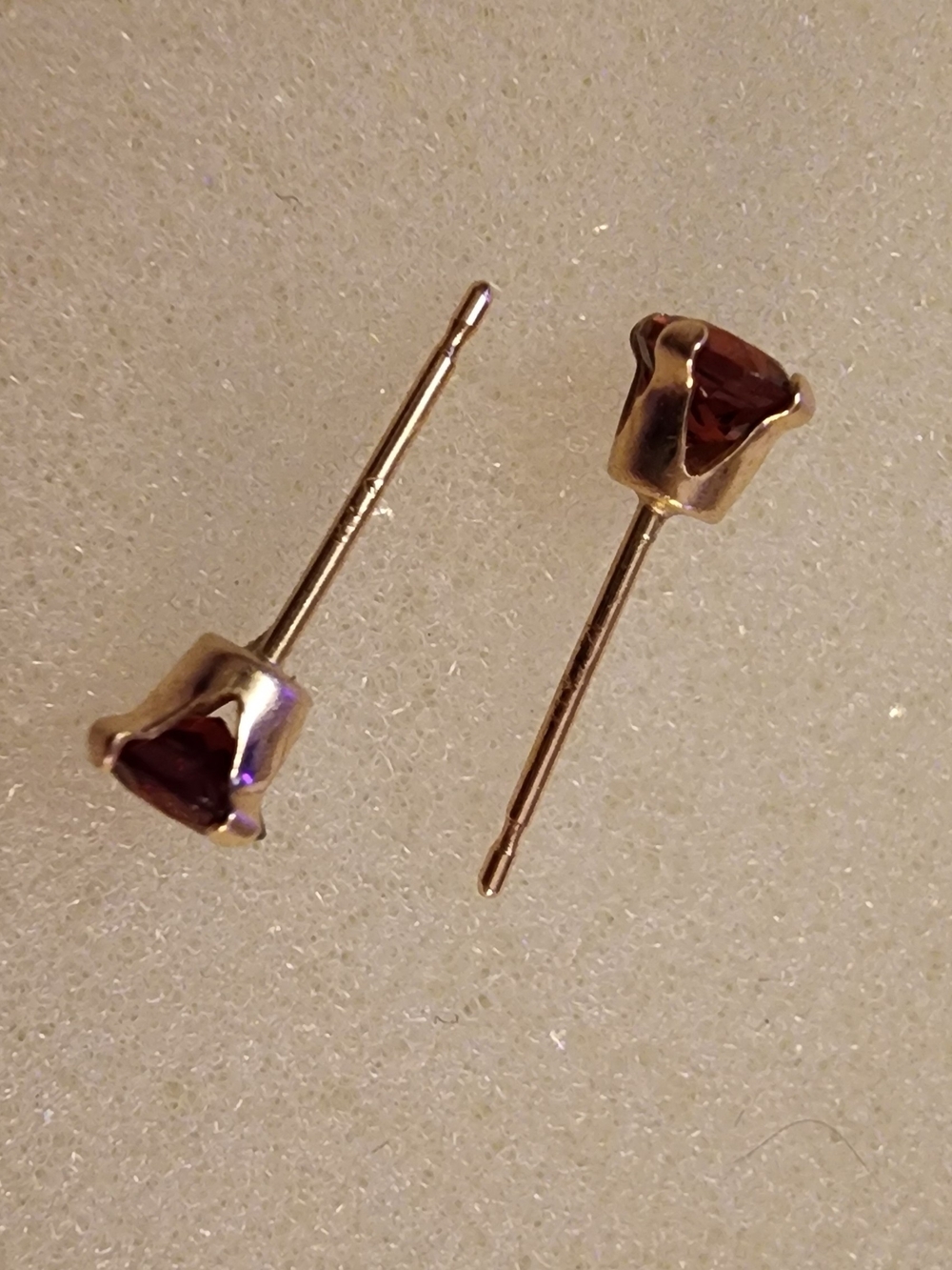 14K Stamped Garnet Stud Earrings - Classic Women Jewelry